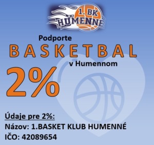 2% 1.BASKET KLUB HUMENNÉ lČO:42089654